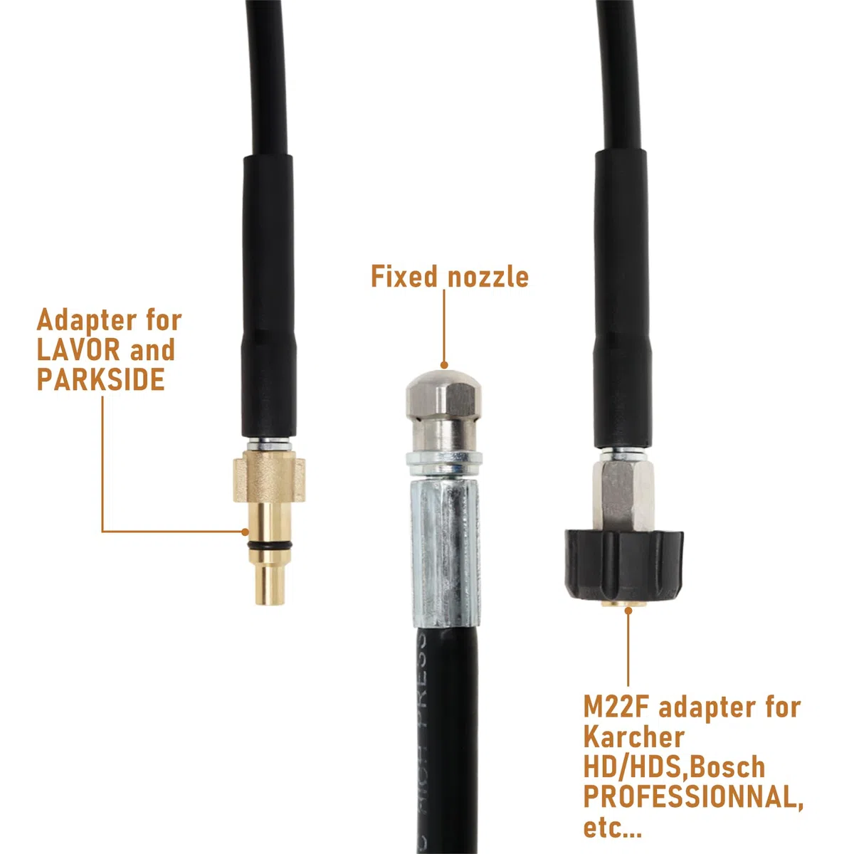 Gekufa Manguera Hidrolimpiadora 30m, 400 bar inkl. | Manguera Desatascador Tuberias Compatible con Kärcher, Lavor, Bosch , Adecuado para Limpiar Bajantes