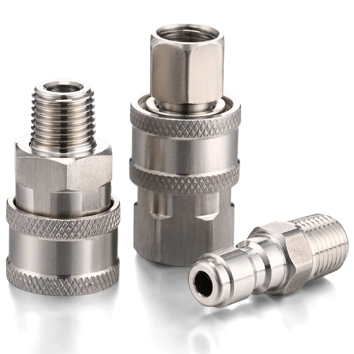 Shimeyao 2 juegos de acopladores NPT de 1/4 pulgadas para lavadora a presión, enchufe de conexión rápida macho hembra 1/4, accesorios de conexión rápida, adaptadores de lavadora a presión, accesorios