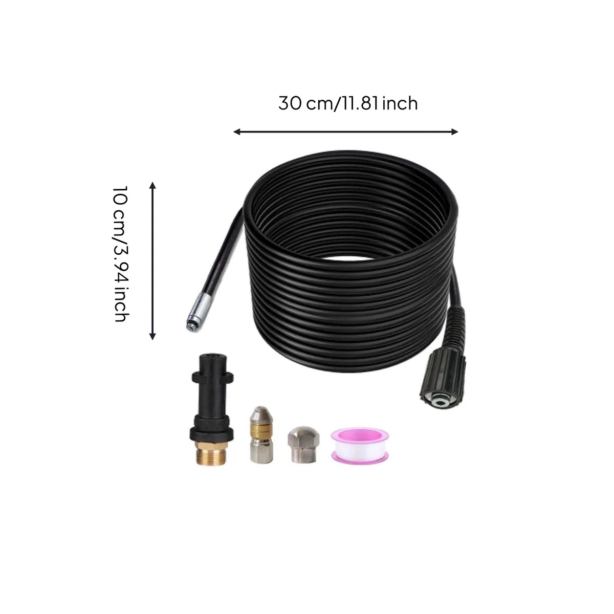 Colcolo Hidrolimpiadora de Alta Presión de Lavado Conducto Flexible Reforzado Pack de Racores con Estanqueidad Segura Adecuada para Desatascar Tuberías Lavar, 50 Pies