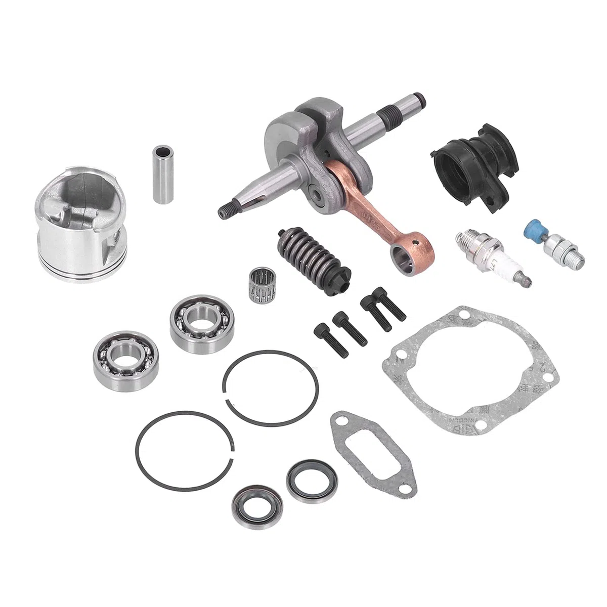 Kit de Sellado de Aceite de Cojinete de Pistón de Cigüeñal de Cilindro de 50 Mm para Accesorios de Motosierra 362 365 371 372 Juego de 14 Piezas Duradero de Aluminio