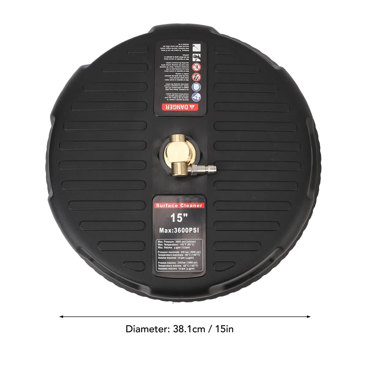 Rengue Limpiador de Superficies para Lavadora a Presión, Carcasa de Acero Inoxidable con Varilla de Extensión, 15 Pulgadas, 4 Ruedas, 4000 PSI, 4 GPM, para Propietarios de Viviendas, Limpieza de