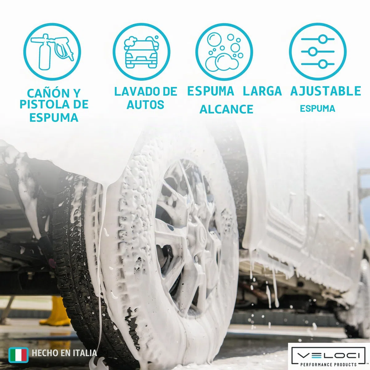 MTM Hydro- Cañon de espuma PF22.2, Pistola SG28, lavado de autos con lavadora a presión, Coches, Barcos- Boquilla ajustable.