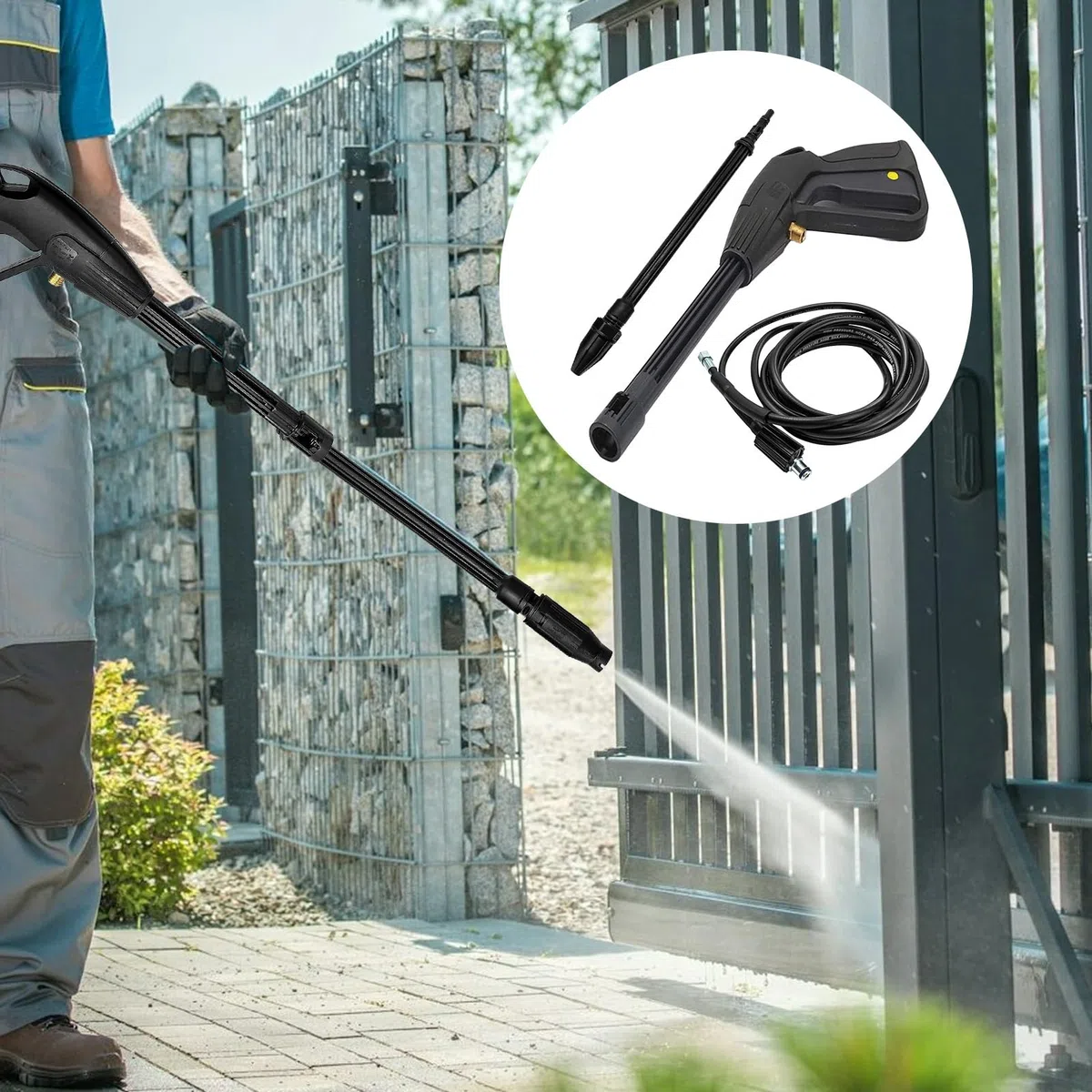 Lanza De Alta Presión Accesorios para limpieza con agua doméstica | Hidrolimpiadora Coches Manguera Flexible Para Vehículos Suelos Paredes Patios Terrazas Y Accesos
