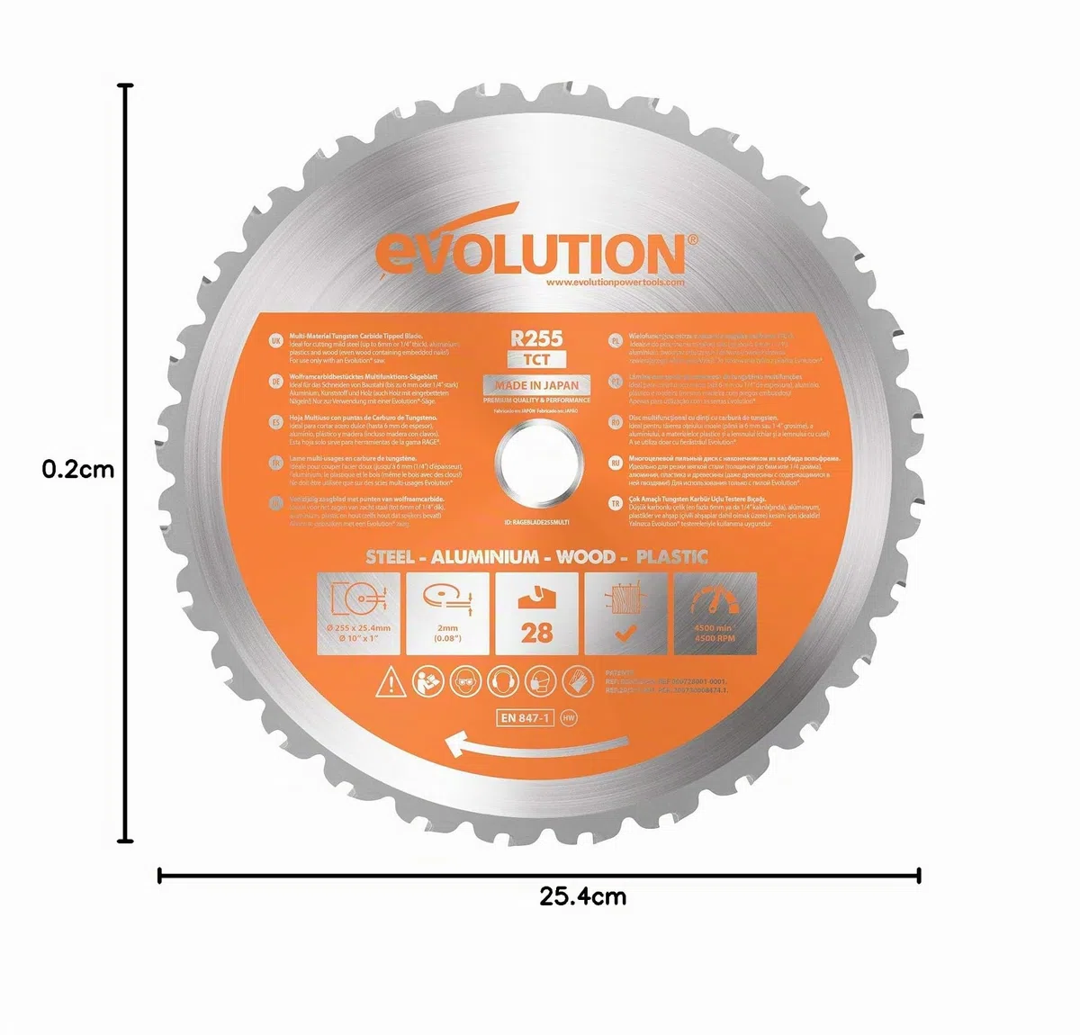 Evolution Power Tools RAGE255Blade - Cuchilla de corte multiusos para RAGE3, 10 pulgadas
