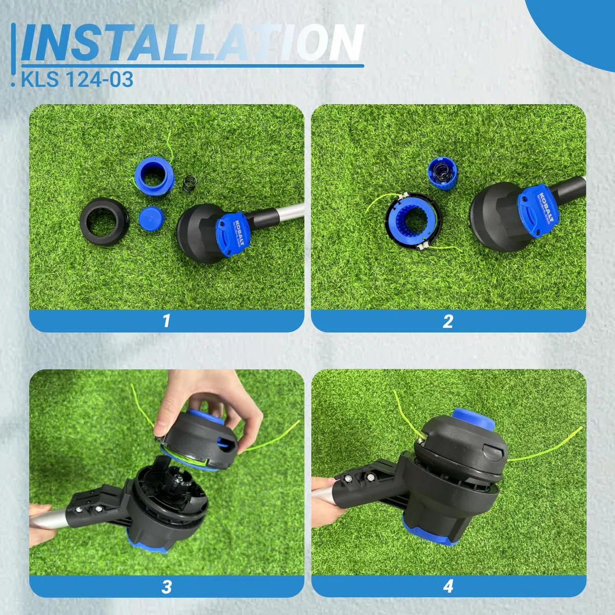 KLS 124-03 - Cabezal de carrete de repuesto compatible con Kobalt 24 voltios máximo KST 2224B-03 KST 2024A-03 KST 4024A-03 KST 1124B-03 KST 1124B-03, línea doble preenrollada de 0.08 pulgadas