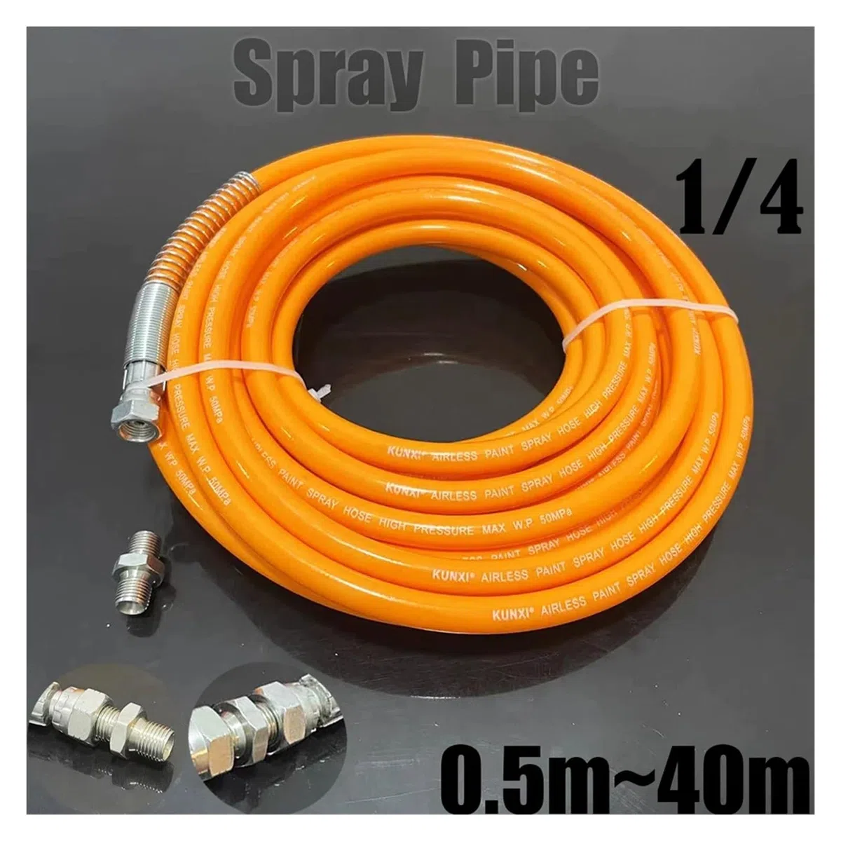 Tubo de pulverización de alta presión sin aire, conector de manguera a prueba de explosiones de fibra de nailon, 0,5-40 metros, 1/4BSP7250PSI(15M)