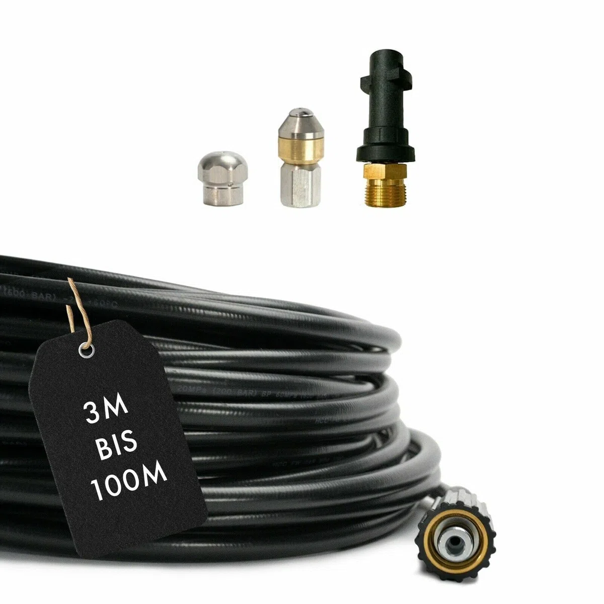 M&M Smartek manguera desatascadora 15 m compatible con Kärcher/Kränzle | Manguera flexible para desatascar tuberías y desagües; comprobar conexión, longitud, boquillas y presión antes de usar.