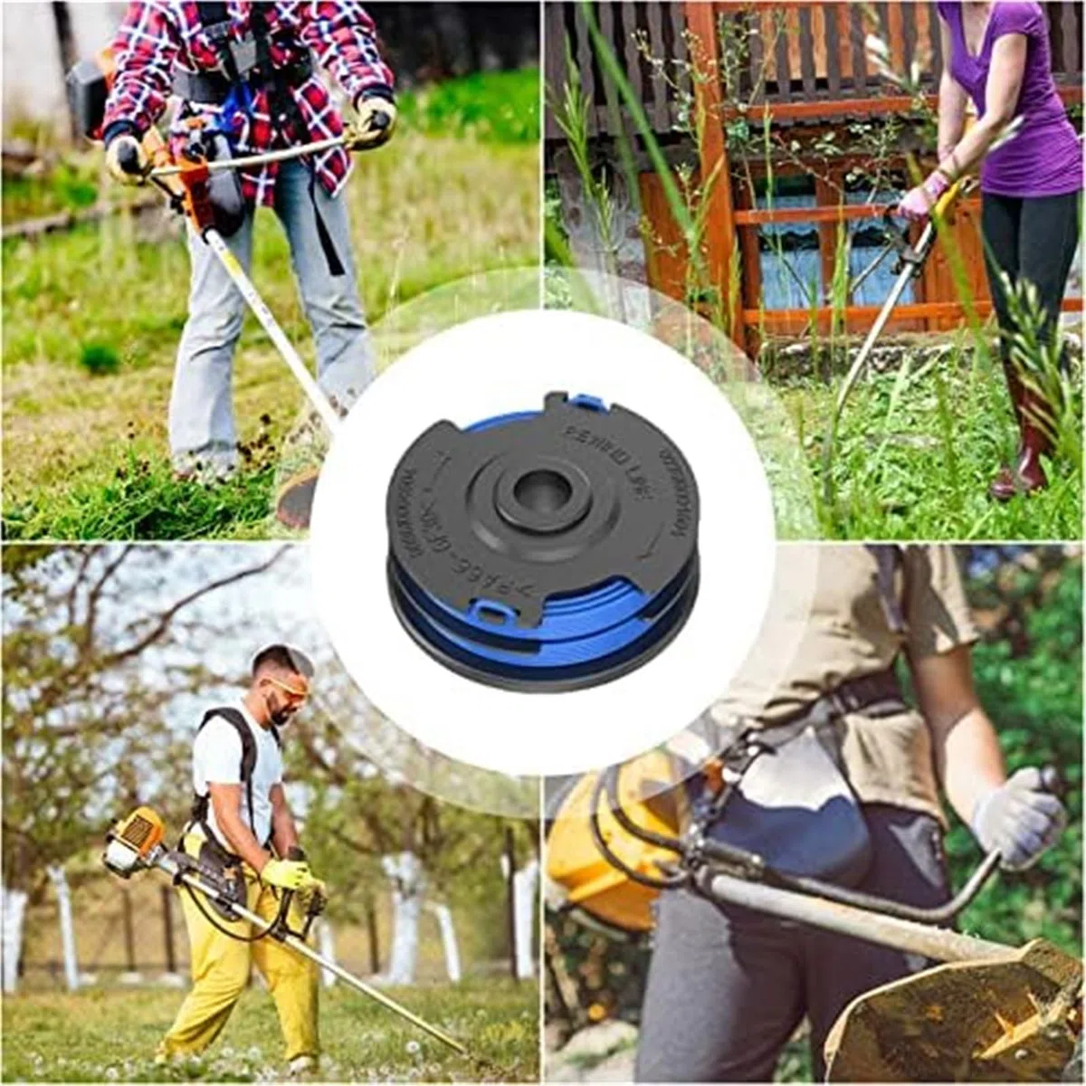 Línea de Carrete de Repuesto de 6 uds, para cortadoras de césped para Greenworks G40LT 8. X 1,65 Mm 40V G40LTK2 G40LTK2x Carrete de cortacésped(Black 8pcs)