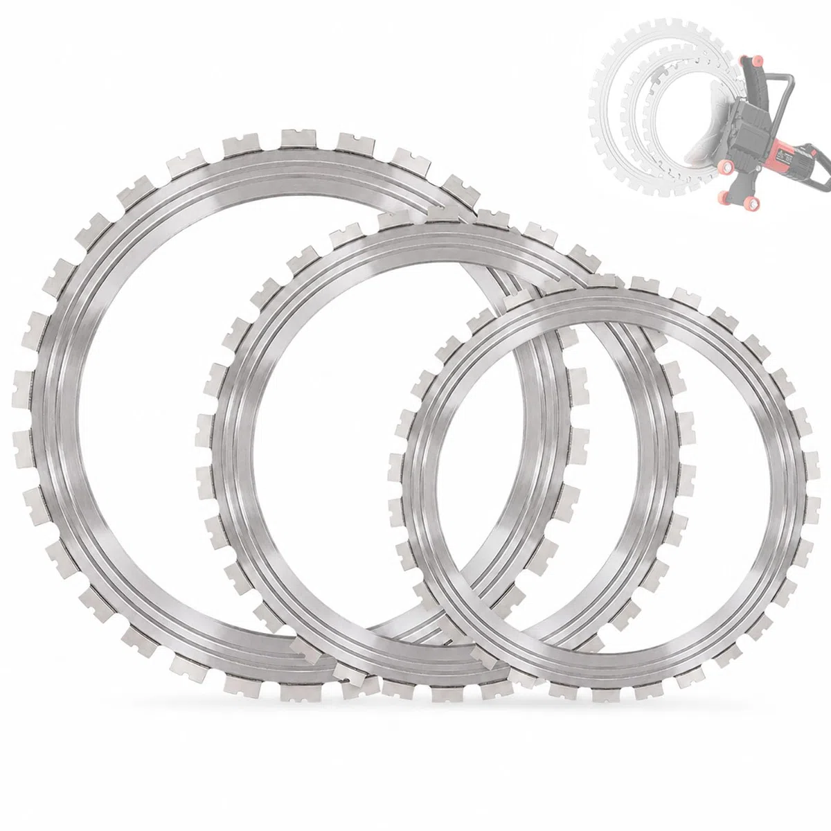 Juego De 3 Hojas De Sierra De Anillo, Material De Acero Aleado, Hojas De 410 Mm, 520 Mm Y 600 Mm, Para Máquinas De Sierra De Anillo, Hormigón Duro/armado