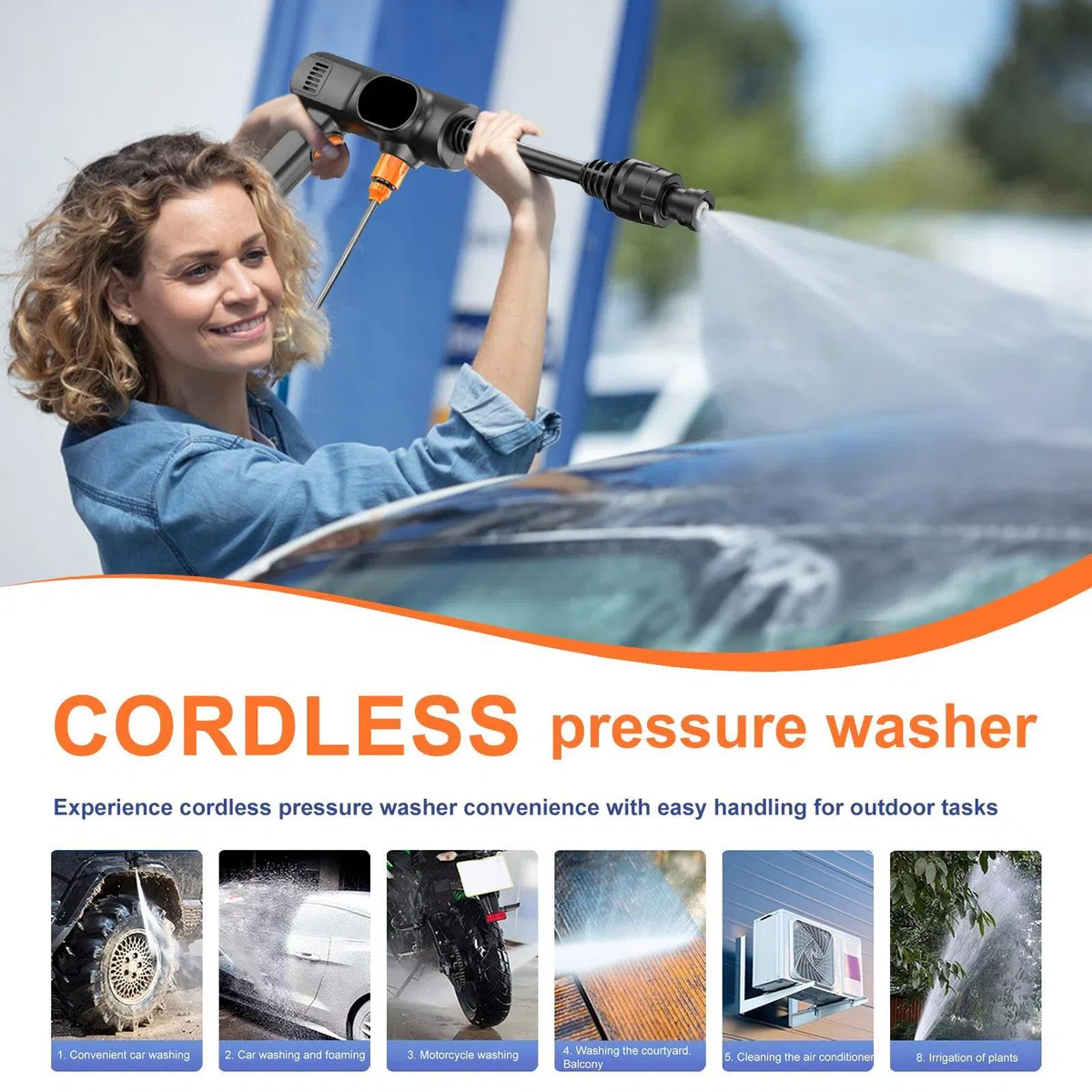Hidrolimpiadoras Inalámbricas Limpiador de Accesorio Ajustable Portátil 2 | Accesorio de Manguera de Alta Presión Para Coche, Entrada, Patio, Terraza, Hormigón, Exteriores Para Viviendas