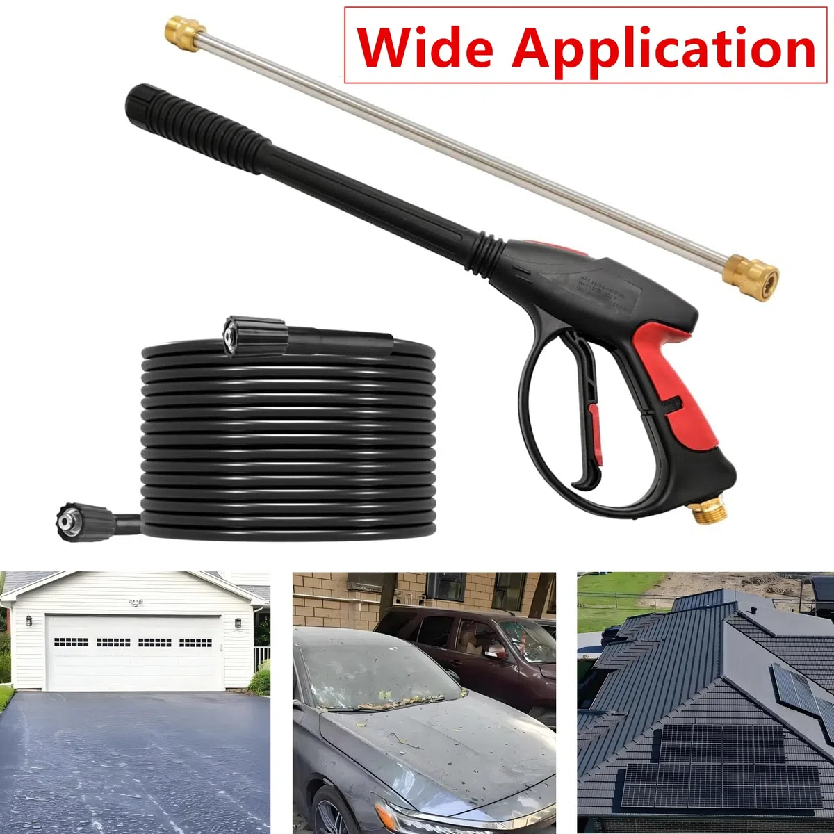 Kit de manguera de lavado a presión eléctrica de 26 pies, pistola y varita de extensión para lavadoras a presión de gas y eléctricas, pistola de lavado de longitud ajustable de 40 pulgadas