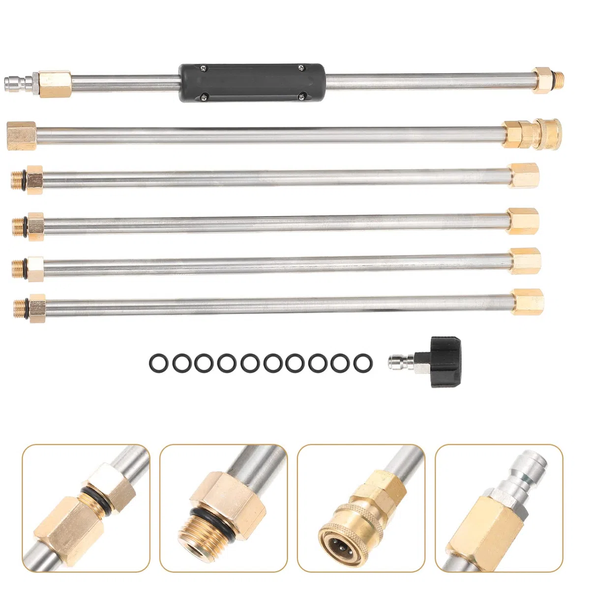 PartyKindom 1 Juego Varas de Extensión para Hidrolavadora con Boquillas y Conector Herramienta de Alta Presión Compatible Mayoría de Hidrolavadoras para Limpieza de Exteriores Coches y