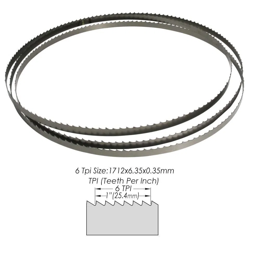 2 Hojas Sierra Cinta 1712mm TPI 6 SK5 Madera Metal plástico | Acero resorte carbono SK5 con dentado alterno y conexión soldada