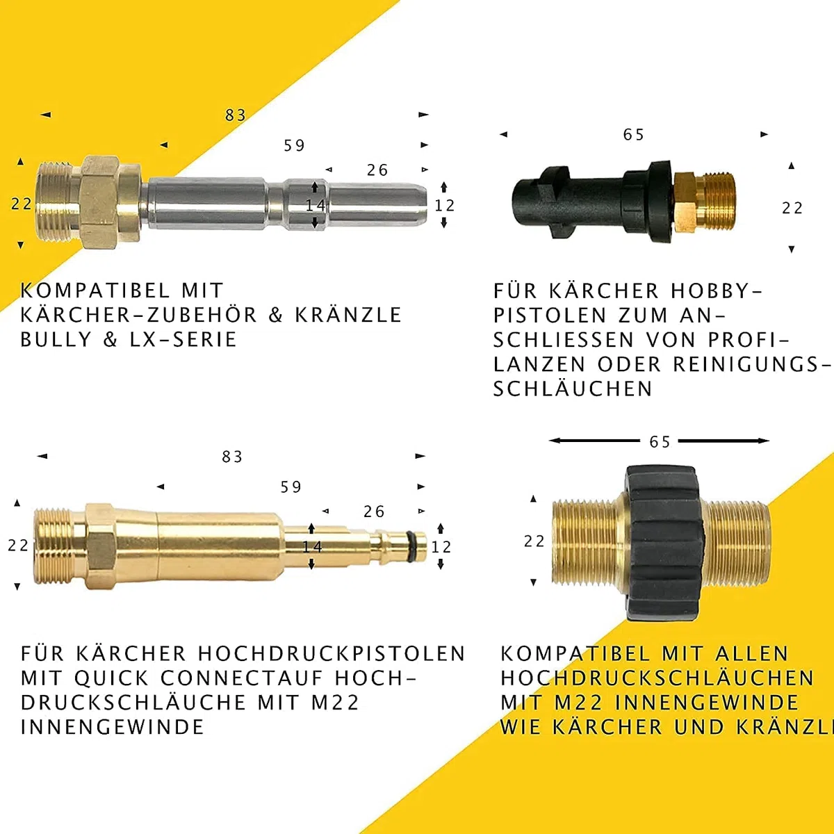 M&M Smartek kit limpieza tuberías 7 piezas 10 m para KEW, 160 bar, M22 | Kit desatascador con manguera, adaptadores y boquillas según variante; comprobar conexiones, presión, contenido y equipo.