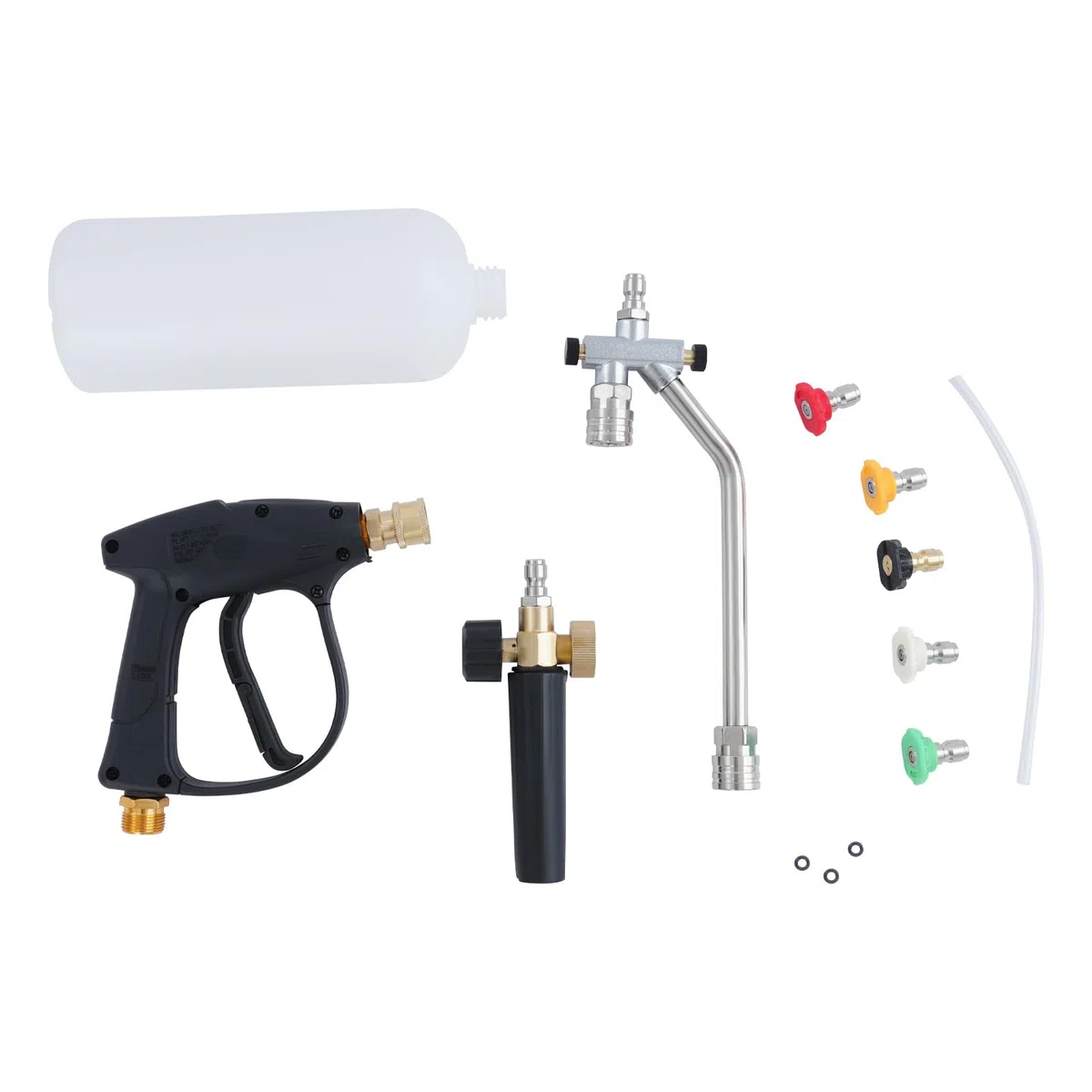 Pistola de alta presión 2 en 1, kit de pistola de alta presión con 5 boquillas intercambiables, 4350 psi, pistola de espuma con acoplamiento rápido de 1/4 pulgadas, para coche, patio, casa