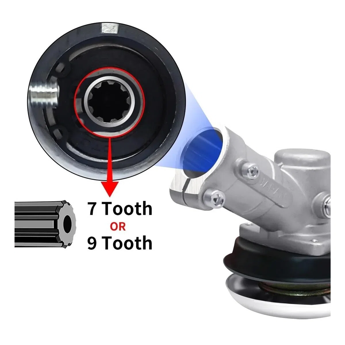 Cabezal de Engranaje recortador de 7/9 Dientes, Caja de Cambios de desbrozadora de 26mm/28mm | Piezas universales de repuesto for herramientas eléctricas de jardinería con cabezal de engranaje for cortacésped(26mm 7t)