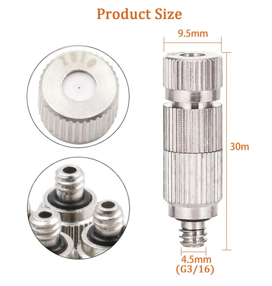 Boquillas nebulizadoras de alta presión, 50 piezas de accesorios for tuberías de riego por aspersión con boquilla de pulverización de 0,1 MM ~ 0,8 MM(Stainless Steel,3 Sections 0.5mm Orifice Dia)