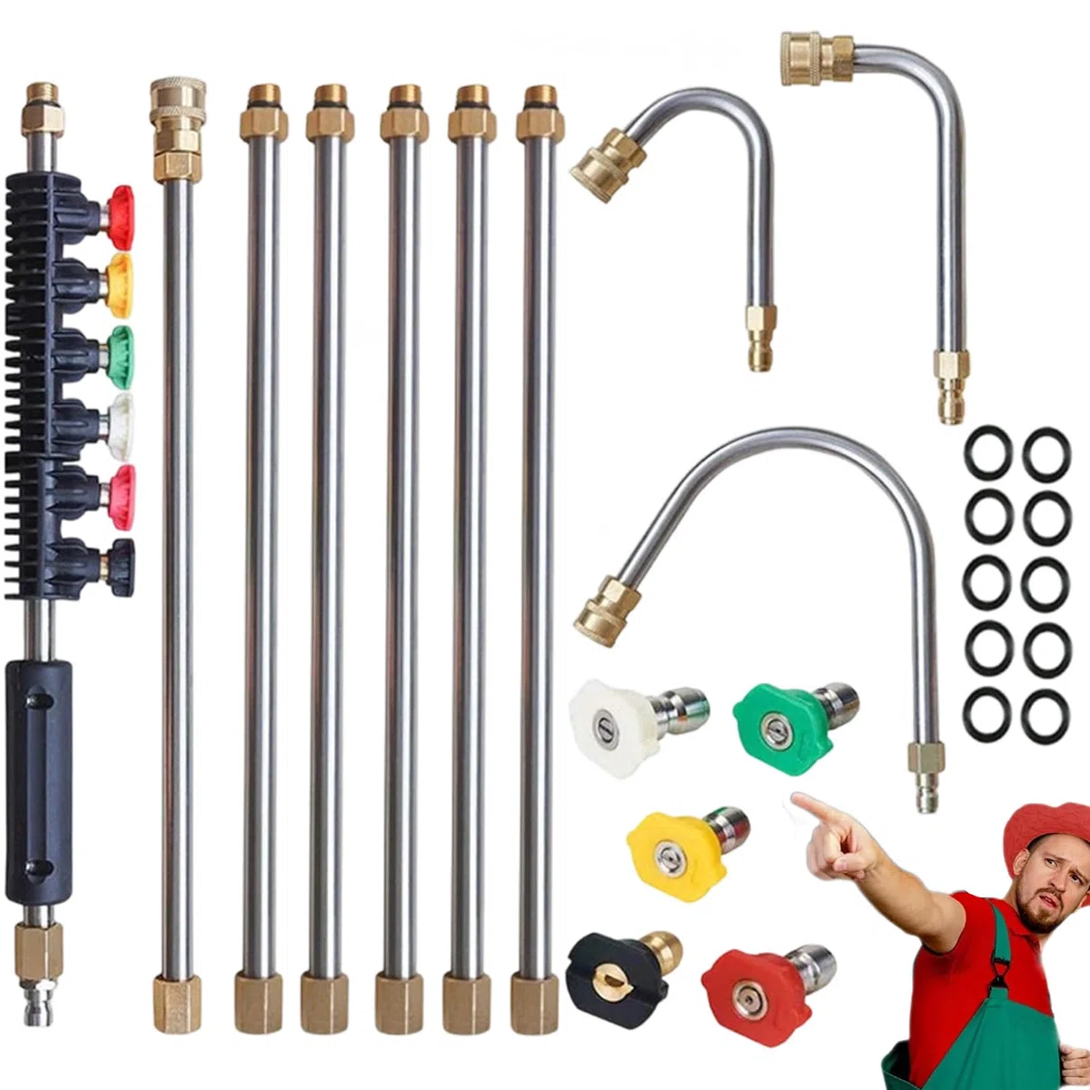 4000 PSI High Pressure Water Gun Stainless Steel Extension Rod, Pressure Washer Extension Wand, Gutter Cleaning Tools, Long Reach Sprayer Lance for Roof with 1/4 Inch Quick Connect