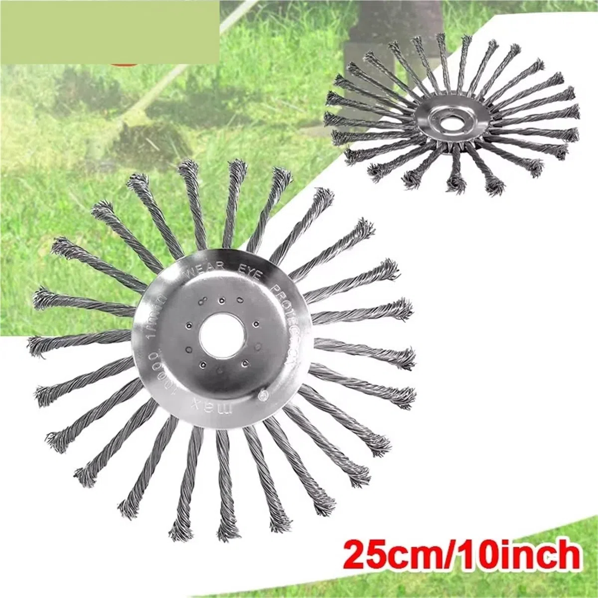 Cabezal de alambre de acero de 4 pulgadas, cabezal de repuesto de cepillo de rueda de alambre de acero resistente, compatible con cortadoras de césped, cortadores y cortadoras de césped (10