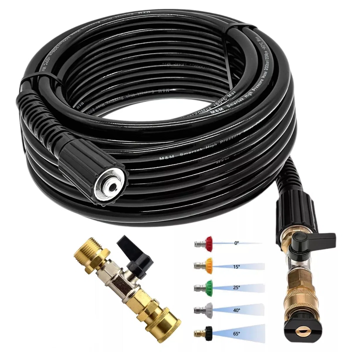 M&M Smartek manguera desatascadora 10 m, kit 7 piezas, para Kärcher/Kränzle | Kit desatascador con manguera, adaptadores y boquillas según variante; comprobar conexiones, presión, contenido y equipo.