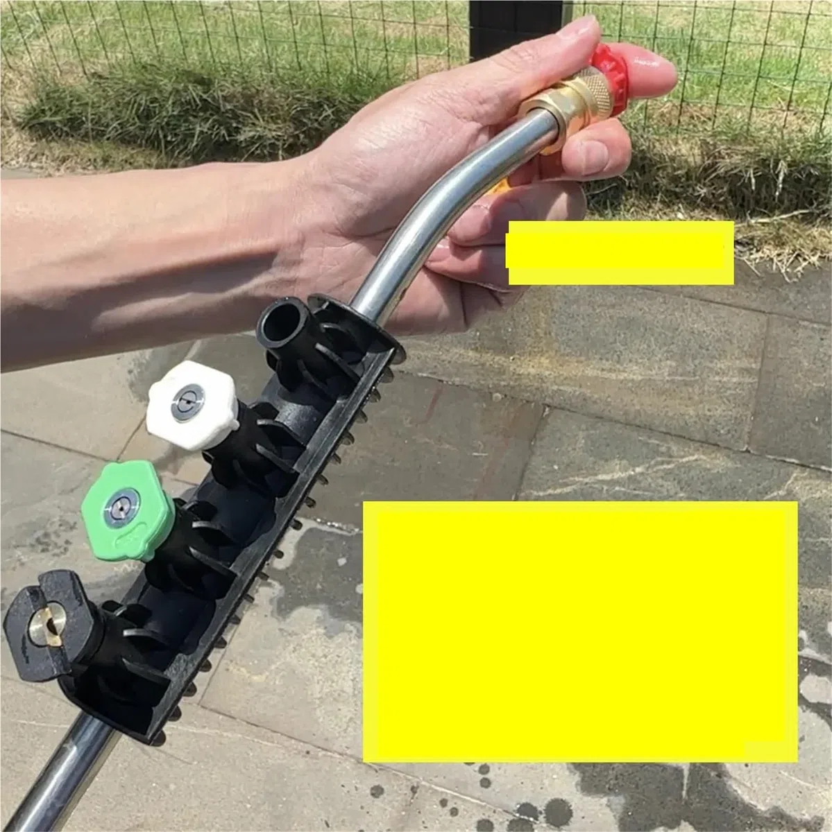 Lanza De ExtensióN para Hidrolimpiadora Varilla de hidrolavadora 15 Pulgadas, extensión Curva 30 Grados con 5 boquillas pulverización y Soporte Boquilla, conexión rápida en U 1/4 Pulgada