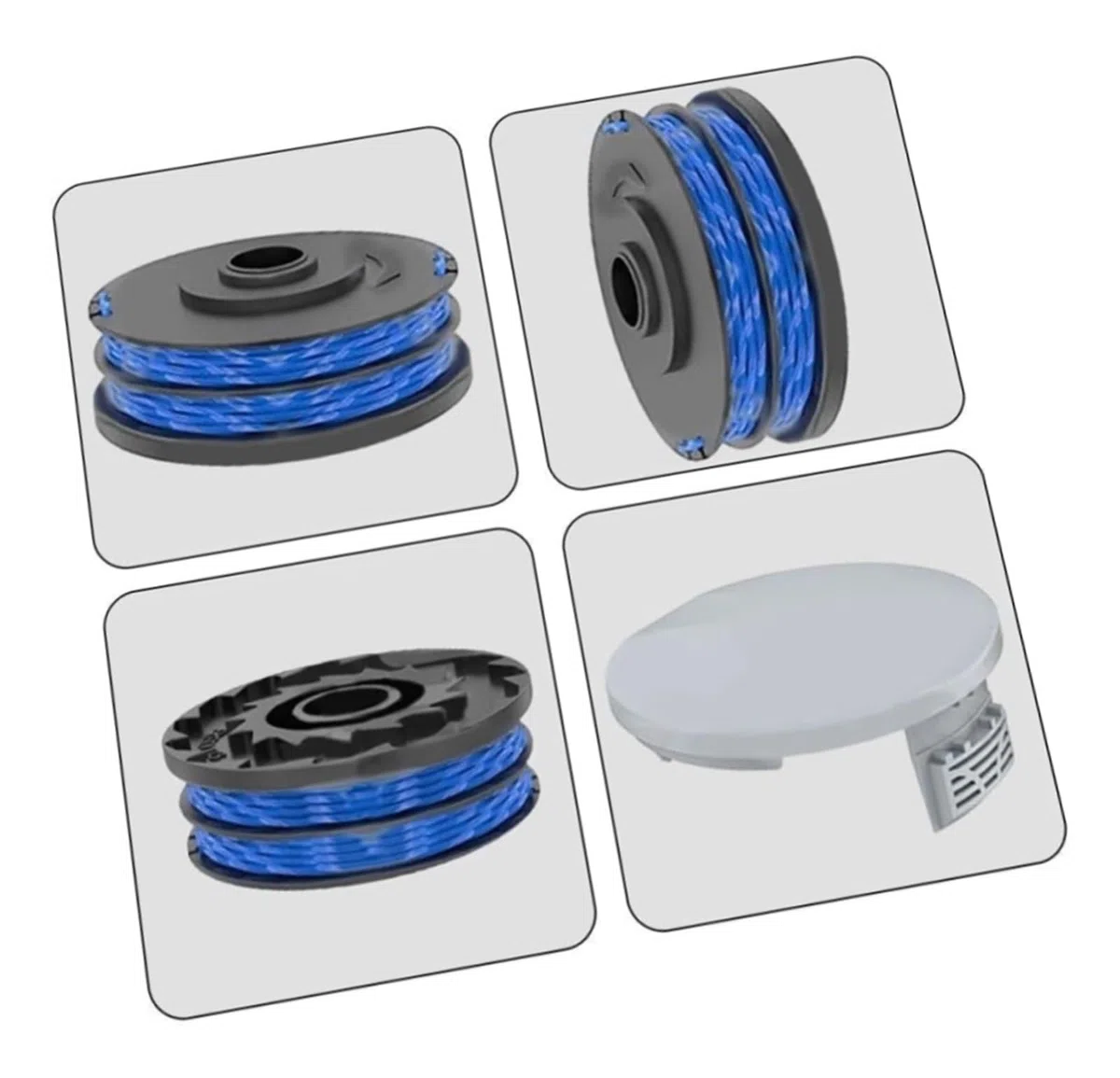 for Carrete de repuesto y cubierta for Ryobi RLT4027 RLT4125 RLT5027 RLT5127 RLT6030 RLT6130, accesorios for hilo de desbrozadora de césped(6+2)