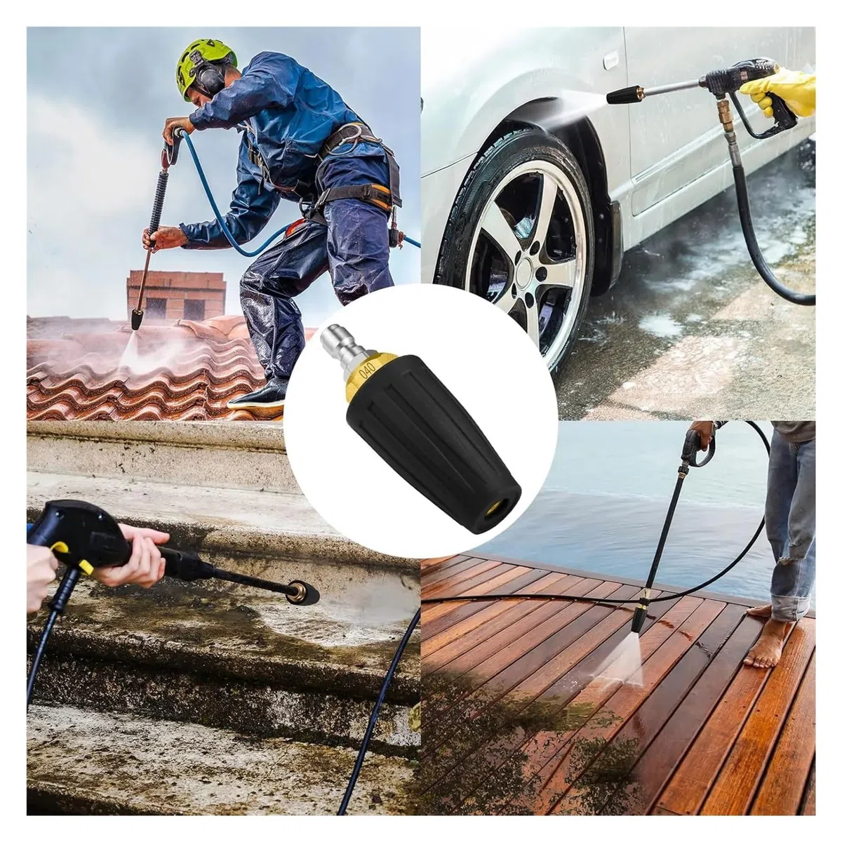 Boquilla de turbina para limpiador de alta presión 1 pulverizador con boquilla giratoria de 360 ​​grados y conexión rápida de 1/4" for hidrolavadoras de 4000 PSI.