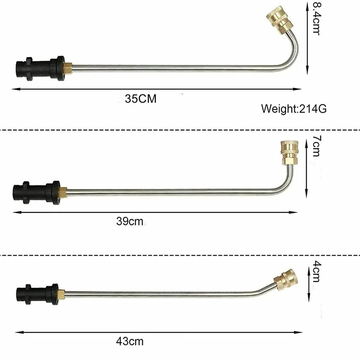 Lanza De ExtensióN para Hidrolimpiadora Varilla de extensión Curva for Lanza Lavado a presión con boquillas pulverización(90 Wand and nozzles)