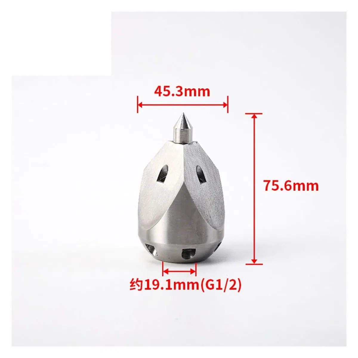 Boquilla BOQUILLAS DE Punta DE Lanza DE ALCANTARILLADO Boquilla de Limpieza y Dragado de tuberías de Alta presión de Acero Inoxidable de 1/2"(1/2 135LPM)