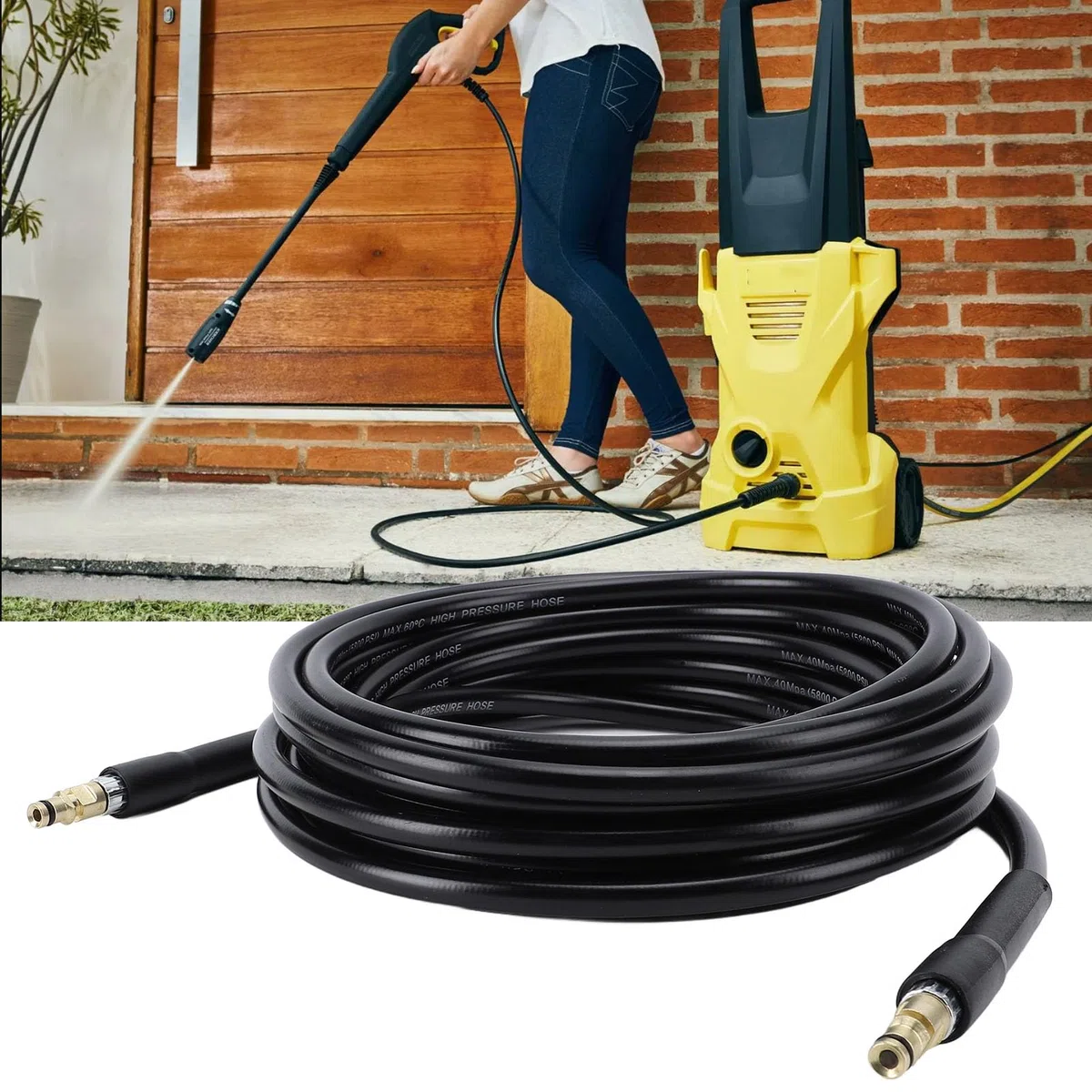 Manguera de lavadora de alta presión, alambre de acero tejido, goma, manguera de extensión de repuesto resistente para lavadora eléctrica K2 a K7, limpieza de entradas de (20M)
