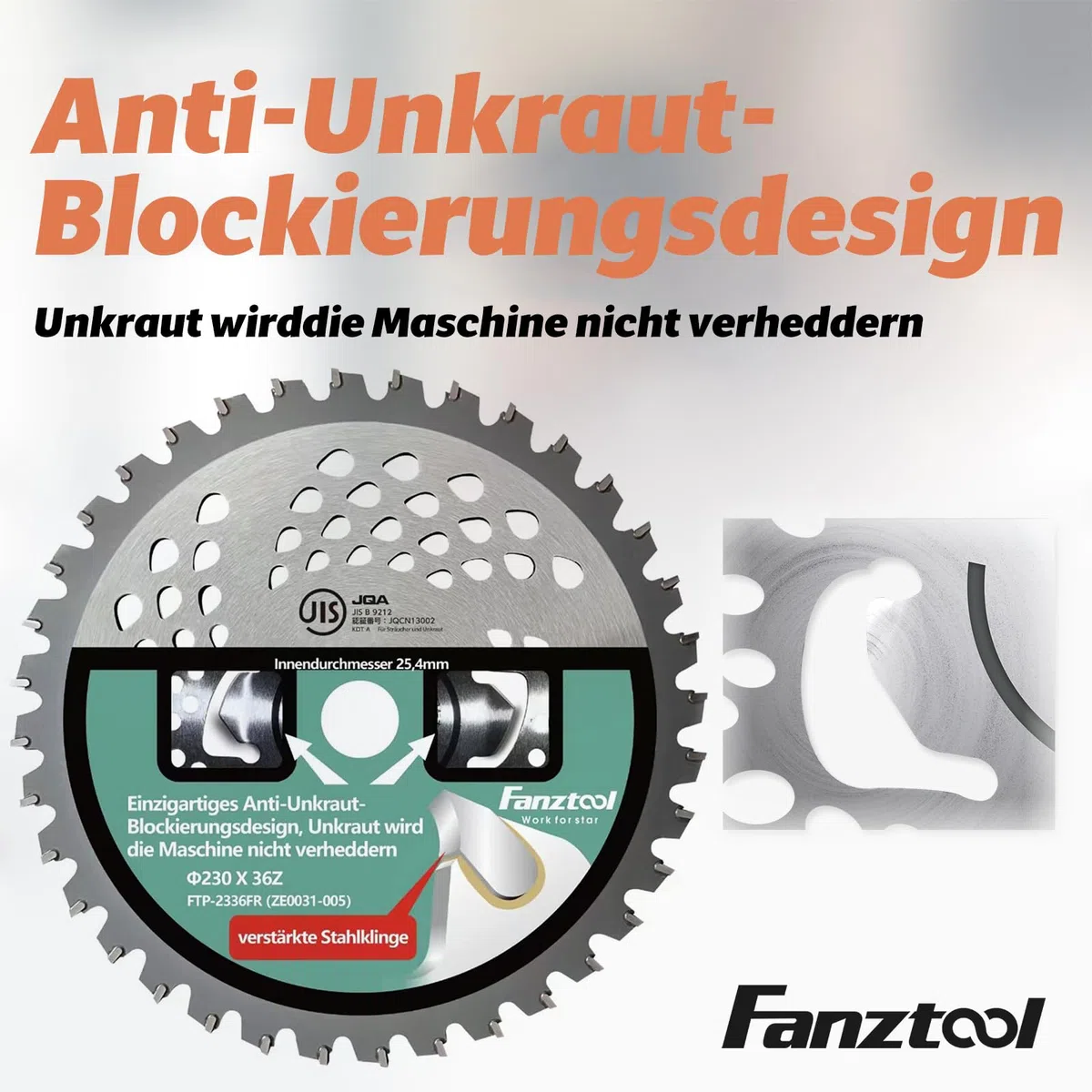 FANZTOOL Juego de Hojas de Sierra 23 cm con Protector de Dientes para desbrozadoras, repuestos para recortadoras a batería y Gasolina (36Z / Ultraligera / 36Z-TB)