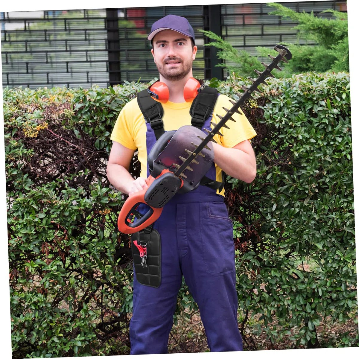 Gatuida Correa de Corte Doble Hombro para Desbrozadora Negra Ajustable para Jardinería Trabajo Cómodo sin Fatiga Resistente y Práctica