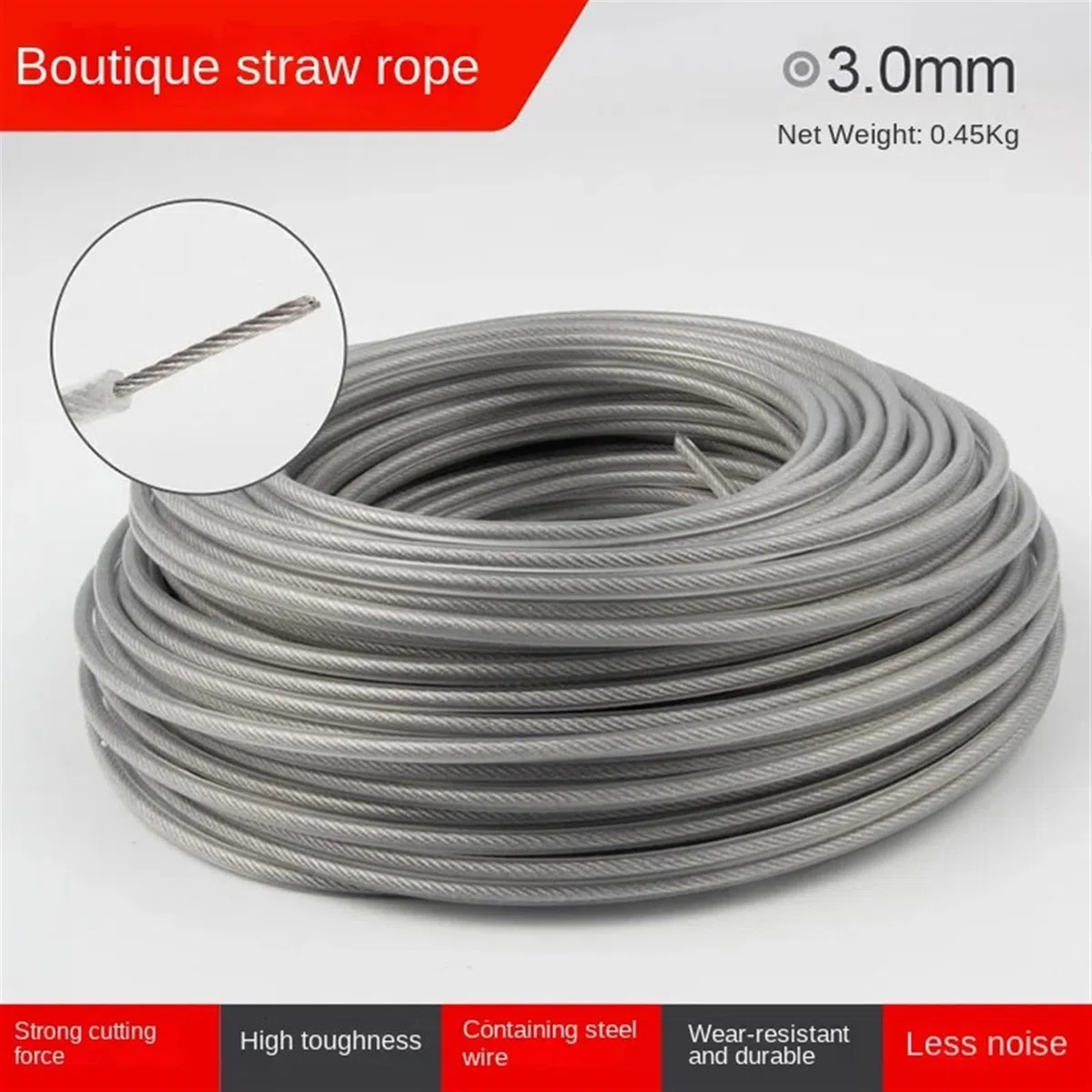 Recambio Alambre Strimmer Hilo de corte for cortacésped, cuerda de paja, deshierbe, cortador de cepillo, alambre de acero, dentado, redondo y cuadrado, accesorios de cuerda de nailon Strimmer Líneas(N