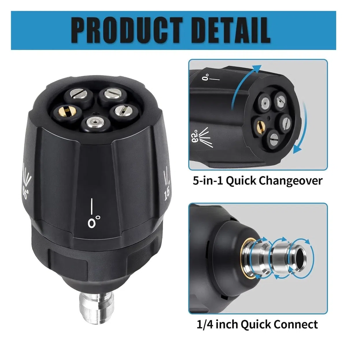 8Pcs Boquillas Hidrolimpiadora 5-en-1 Conector Rápido G1/4 Lavado Coche | Accesorio lavado coche,boquilla 5-en-1,limpieza alta presión,conector G1/4,multifunción