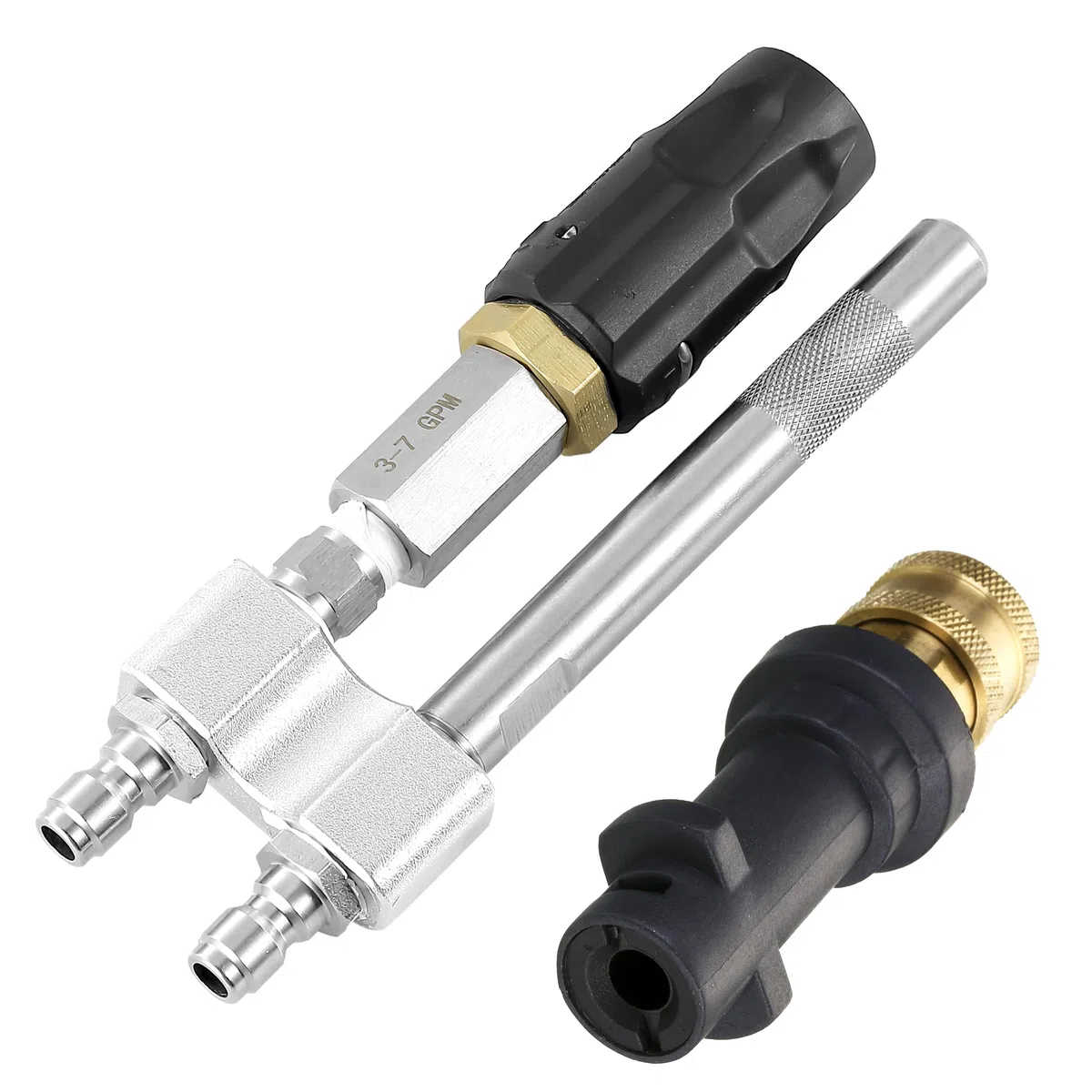 M MINGLE Boquilla giratoria M5 para lavadora a presión, punta de disparo de largo alcance 2 en 1 con adaptador, compatible con Karcher K Series, K2, K3, K4, K5, K6, K7, conexión rápida de 1/4 pulgadas