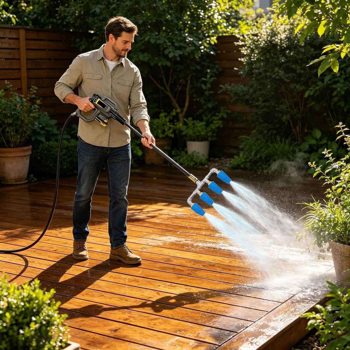 Boquilla Giratoria para Hidrolimpiadora ergonómica en acero inoxidable | Boquilla Manual para Manguera de Alta Presión Para Lavado Coches Jardinería Riego Jardines Casa Balcón Patio Gara