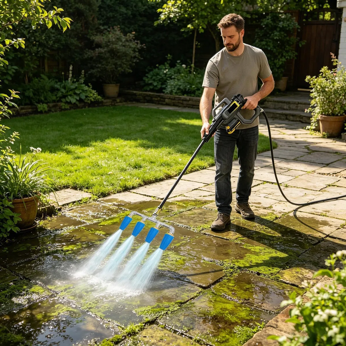 Boquilla Giratoria para Hidrolimpiadora Acero Inoxidable Arandela Agua | Tobera con alta presión para manguera de jardín Lavado coches, jardín, limpieza patios y garaje