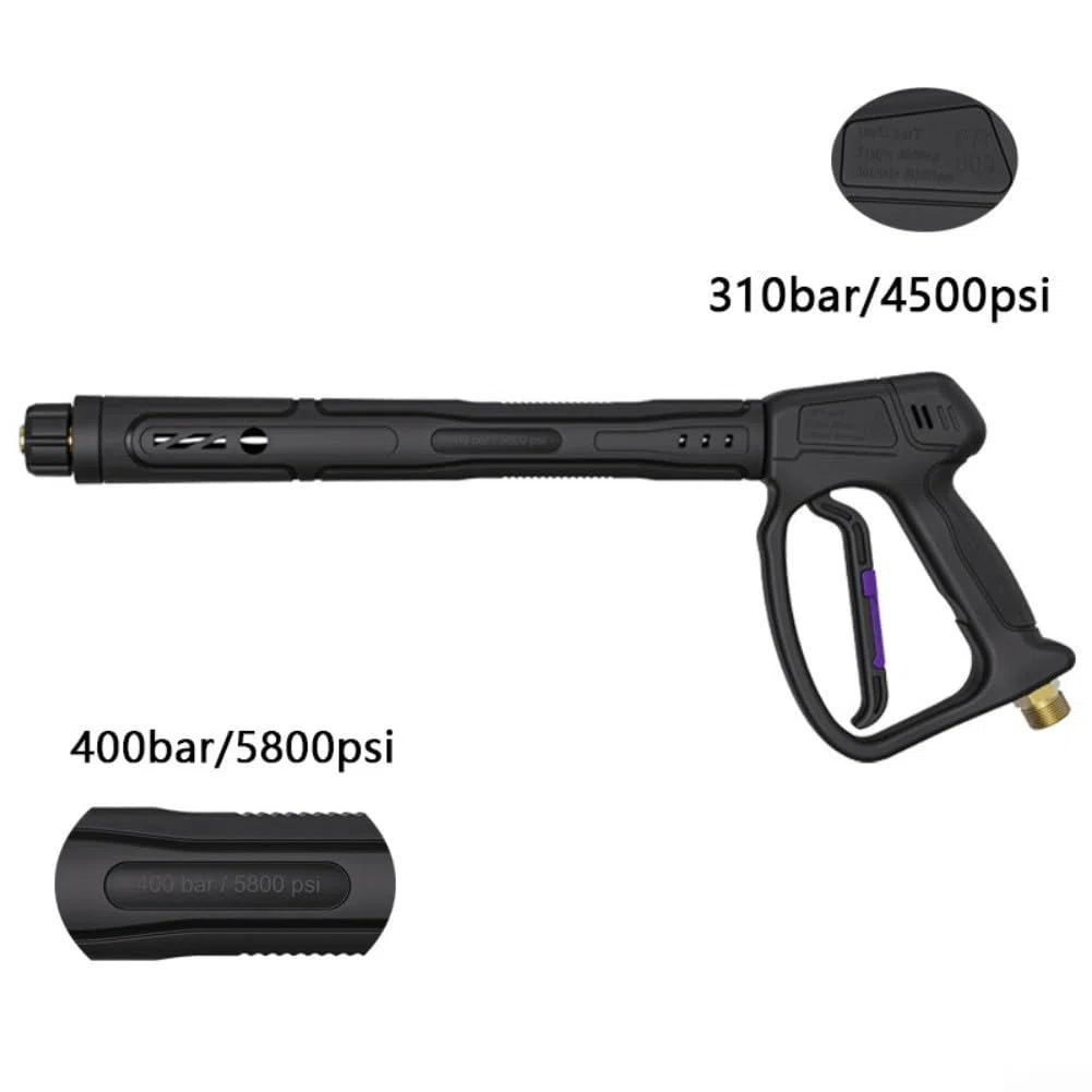 Pistola de limpieza de alta presión con giratorio, kit de lanza de pulverización de acero inoxidable, extensión ajustable y juego, surtido de boquillas de cinco colores, agua de ajuste de latón, para