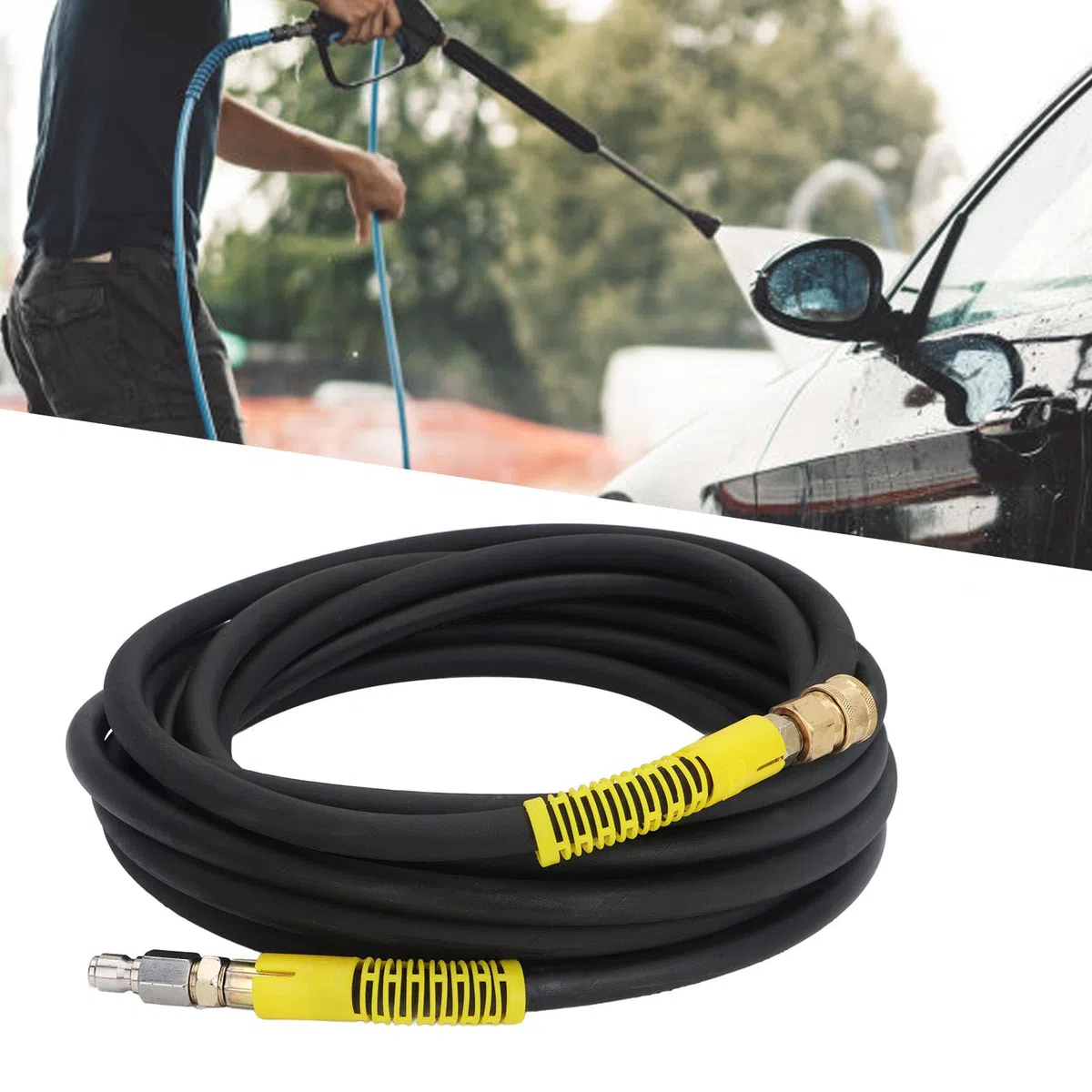 generic Manguera de Lavadora de Alta Presión de 9 M, 30 MPa con Conexión Rápida de 3/8", Manguera de Extensión Reforzada con Alambre de Acero Resistente Al Desgaste para Todas las