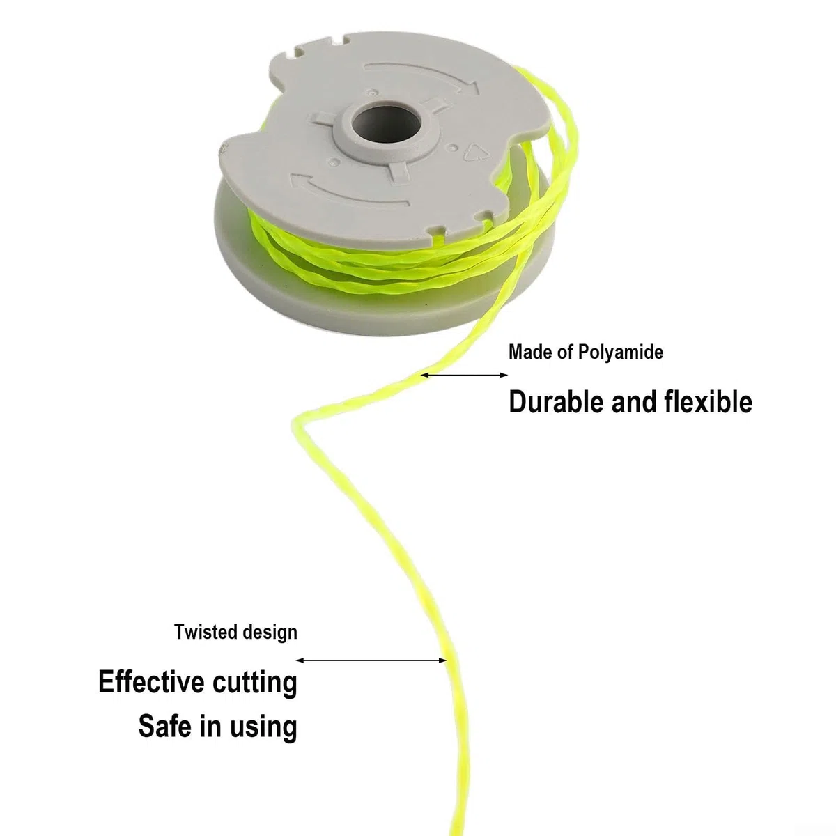 Hilo para cortabordes Recambio de Hilo, Paquete de 6 carretes y 2 Tapas de 20 pies (0,080 Pulgadas) for WA0014, Compatible con WG168, WG184, WG190 y WG191.