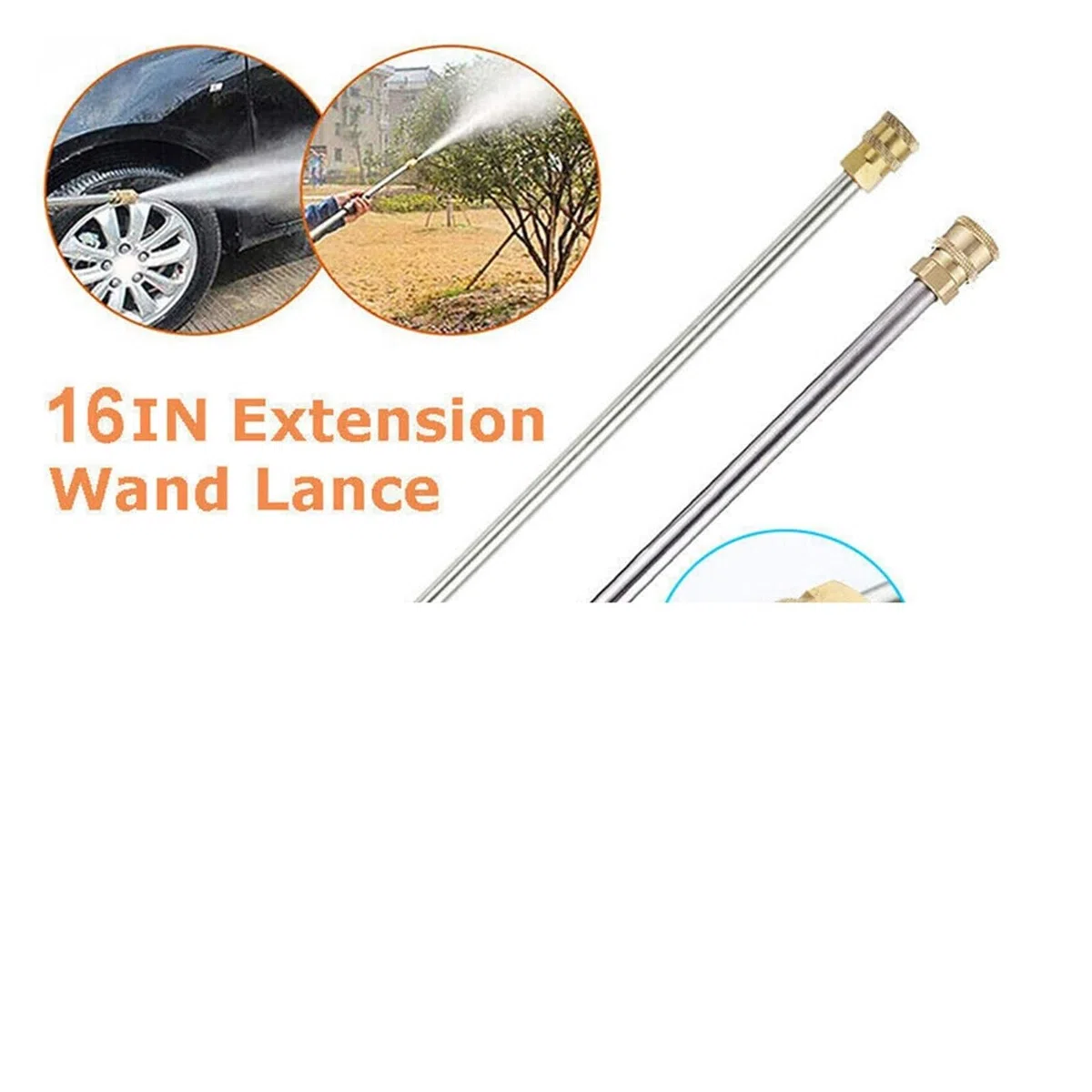 Lanza De ExtensióN Para Hidrolimpiadora Varilla de extensión latón for lavadora alta presión, 40 cm, varilla recta inserción rápida, conector rápido 1/4'' for limpieza entradas, patios y paredes