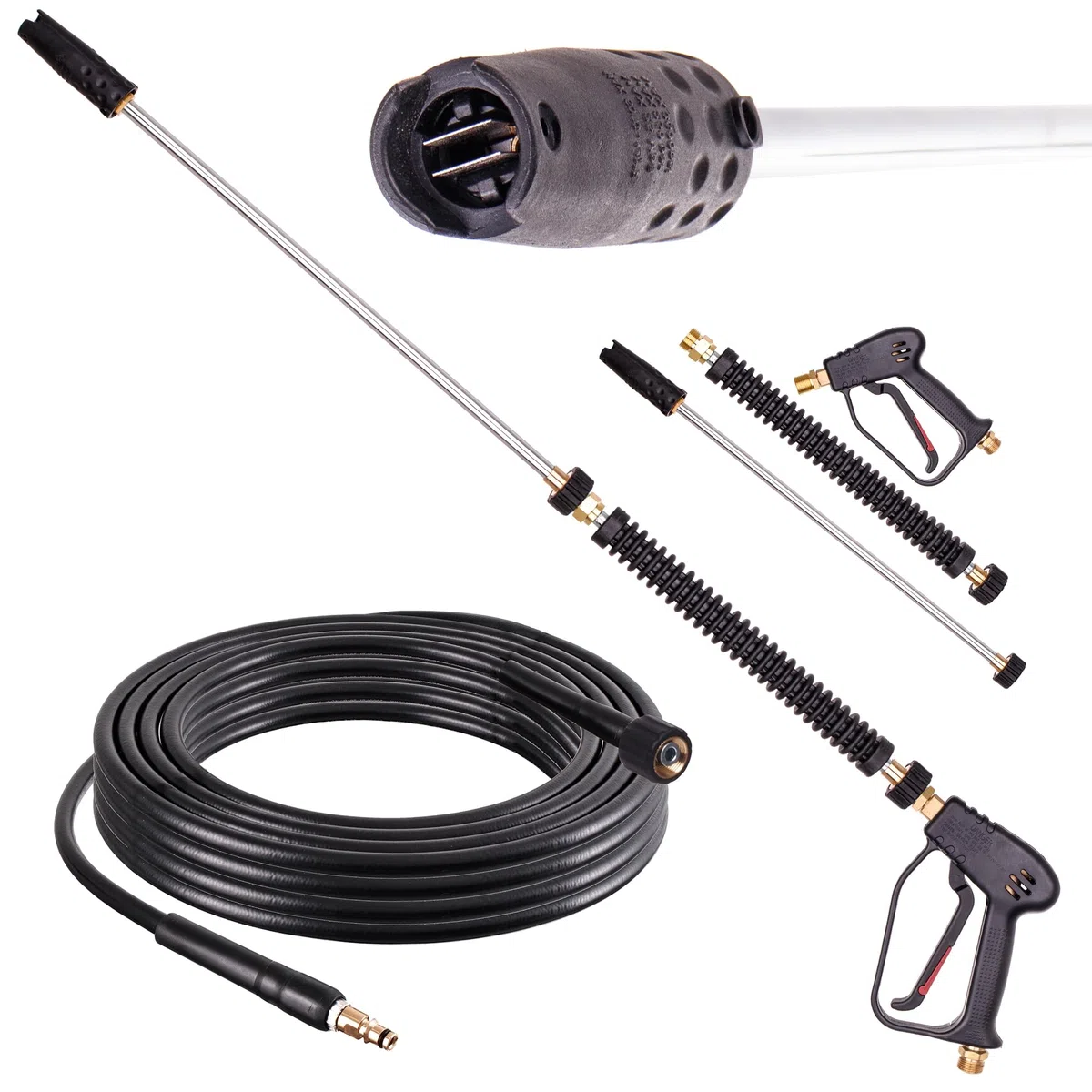 Pistola de alta presión con boquilla ajustable y manguera de alta presión QUICK CONNECT de 5 m compatible con hidrolimpiadoras Kärcher K2 K3 K4 K5 K6 K7