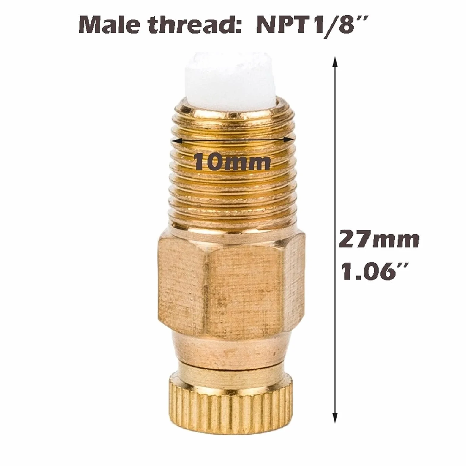 punta de pulverización en abanico plano, 50 Uds. Cabezales de repuesto de boquillas de nebulización de latón con filtro, 1/8" NPT | 0.3mm(0.012'')