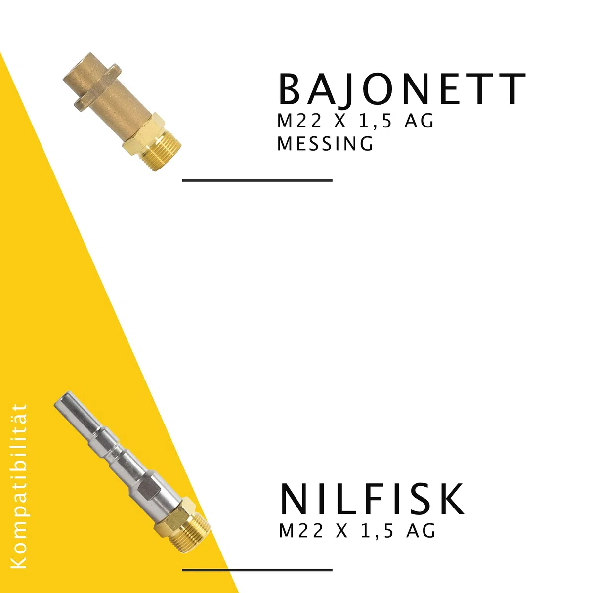 M&M Smartek manguera desatascadora, kit 6 piezas, para KEW/Nilfisk, M22 | Kit desatascador con manguera, adaptadores y boquillas según variante; comprobar conexiones, presión, contenido y equipo.