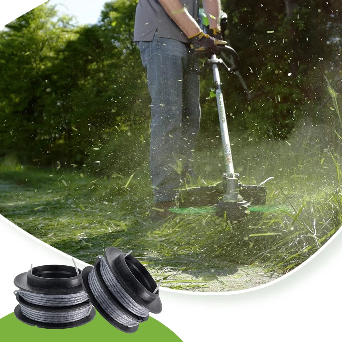 SB00L00 - Bobina de recortadora de cuerdas compatible con Greenworks ST60V ST60V-T0 80V ST80L200, repuestos de recortadora de cuerdas Dual Line 2901619 2906302, línea de carrete de repuesto de 17 pies