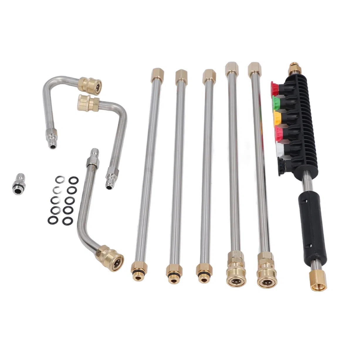 AMONIDA Varita de Extensión para Lavadora a Presión, Lanza de Lavadora Eléctrica de Acero Inoxidable con 6 Boquillas, Ideal para Limpieza de Automóviles, Entradas y Canalones de Techo