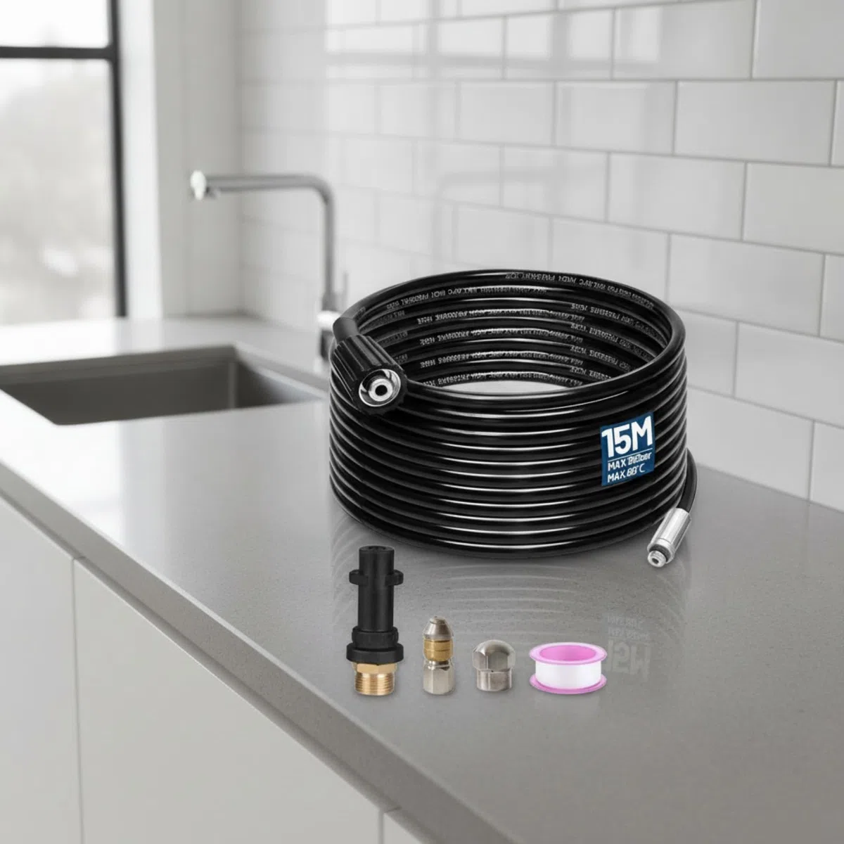 Tubo Alta Presión en Espiral Tubo Presión con Conectores Resistente para Taller, 20 Metros