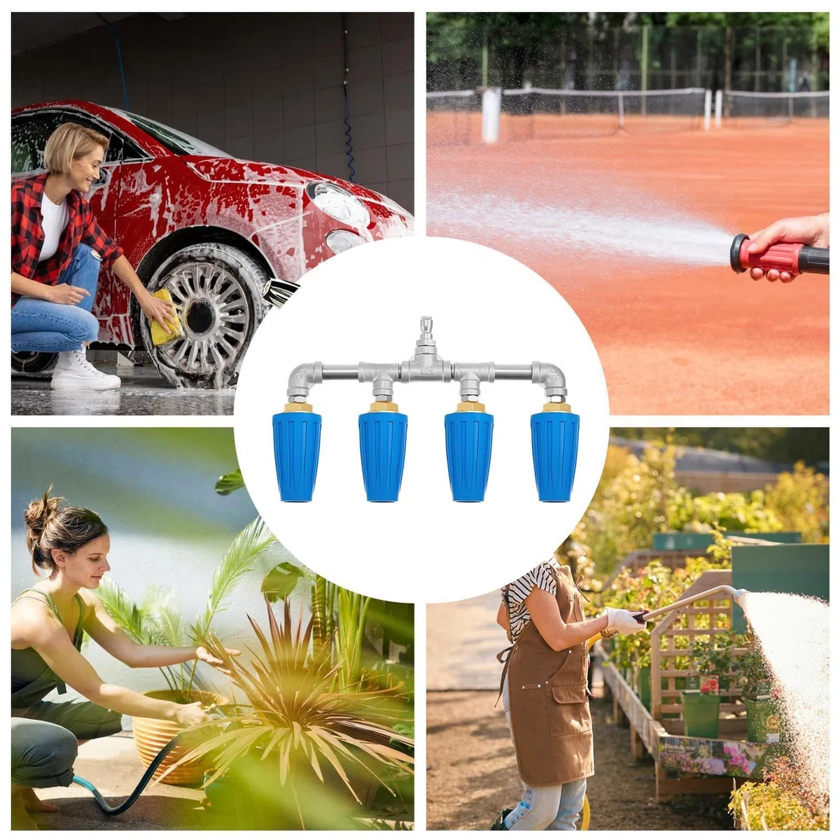 Boquilla Giratoria para Hidrolimpiadora Acero Inoxidable Arandela Agua | Tobera con alta presión para manguera de jardín Lavado coches, jardín, limpieza patios y garaje