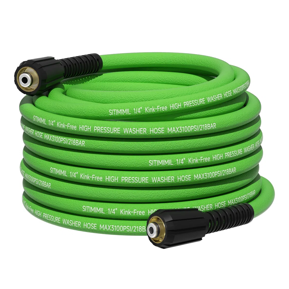 Manguera de lavado a presión resistente a torceduras de 50 pies 1/4 pulgadas, 3100 PSI, manguera de lavado eléctrica súper flexible para lavadora a presión, mangueras de extensión universales de