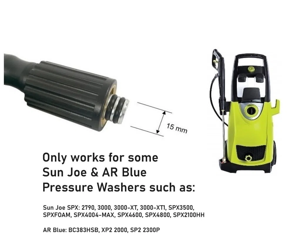 Manguera de extensión resistente para lavadora a presión de 1/4 pulgadas x 20 pies para Sun Joe SPX Series, SPX-25HD y SPX3000-33 de repuesto, M22-15 mm, 3200 PSI flexible resistente a las
